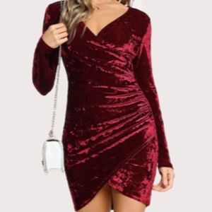 red velvet dress shein